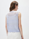 Women's Linen Blend Crew Neck Pointelle Knit Sleeveless Vest