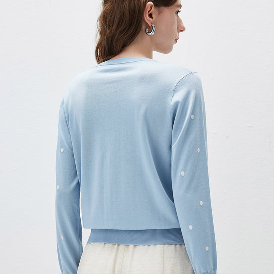 COMOBOCA Women's Lyocell Polka Dot Knit Cardigan