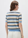 COMOBOCA Women's Multi-Color Stripe Knit T-Shirt