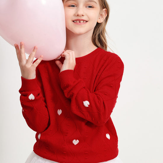 COMOBOCA RED 100% Wool Kids' Round Neck Sweater