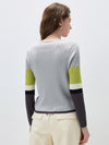 COMOBOCA Women's Ribbed Color Block Round Neck Knit Sweater