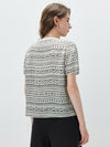 100% Mulberry Silk Women’s Vintage Print Round-Neck Short Sleeve T-Shirt