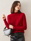 COMOBOCA 100% Cashmere Mock Neck Ribbed Knit Sweater