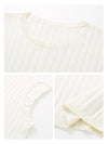 COMOBOCA Women's Ruffled Cap Sleeve Ribbed Knit Blouse