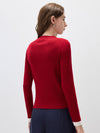 COMOBOCA Women's Ribbed Contrast Trim Henley Knit Sweater