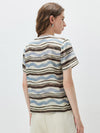 100% Mulberry Silk Women’s Vintage Print Round-Neck Short Sleeve T-Shirt