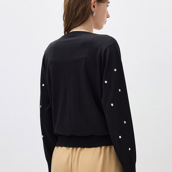 COMOBOCA Women's Lyocell Polka Dot Knit Cardigan