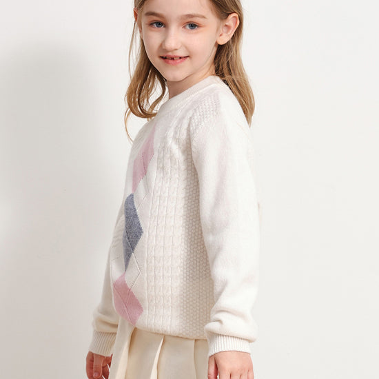 COMOBOCA 100% Wool Kids' Round Neck Sweater