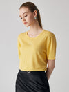 COMOBOCA Yellow Women's Soft Knit Short Sleeve T-Shirt