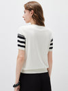 COMOBOCA Women's Contrast Stripe Knit T-Shirt