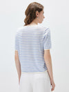 Women’s Linen Blend Striped Knit Pullover Short Sleeve T-Shirt