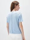 Women's crew neck short-sleeve knitted T-shirt with embroidery