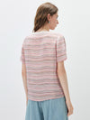 100% Mulberry Silk Women’s Vintage Print Round-Neck Short Sleeve T-Shirt