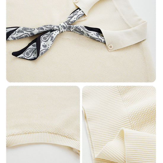 COMOBOCA Women's Paisley Scarf Polo Collar Waffle Knit T-Shirt