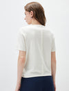Women's crew neck short-sleeve knitted T-shirt with embroidery
