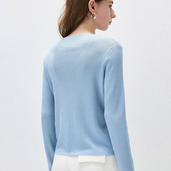 COMOBOCA Women's Ribbed Knit V-Neck Faux Cardigan