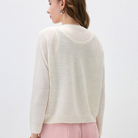 COMOBOCA Women's Ribbed V-Neck Button Cardigan