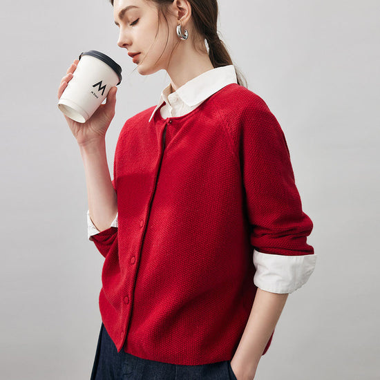 COMOBOCA 100% Cashmere Women's Button Front Knit Cardigan