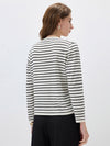 COMOBOCA Women's Striped Henley Button Knit Sweater