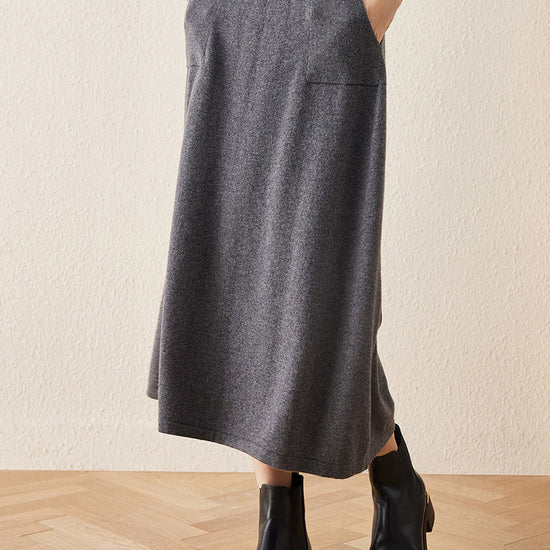 COMOBOCA GRAY 100% Cashmere Women's Knit Pleated Skirt