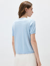 COMOBOCA Women's Floral Lace Trim Knit T-Shirt