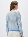 COMOBOCA Women's Striped Mesh Knit Round Neck Sweater