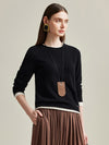 COMOBOCA Black 100% Cashmere Women's Sweater with Contrast Trim