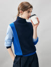 COMOBOCA 100% Cashmere Women's Color Block Turtleneck Sweater