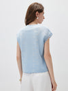 Women’s V-Neck Silk-Cotton Jacquard Knit Short Sleeve T-Shirt