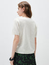 Women’s Silk-Cotton Jacquard Knit Crew Neck Pullover T-Shirt