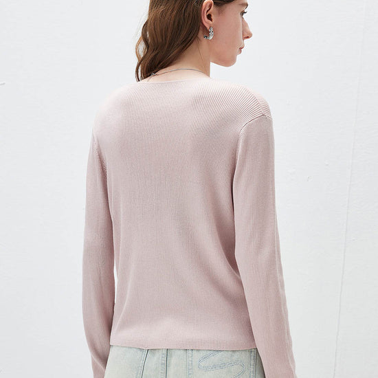 COMOBOCA Women's Ribbed Knit V-Neck Faux Cardigan