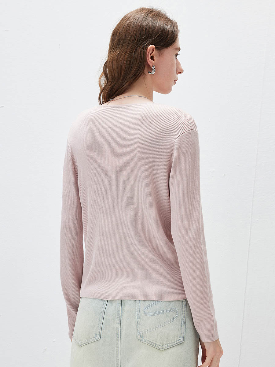 COMOBOCA Women's Ribbed Knit V-Neck Faux Cardigan