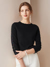 COMOBOCA BLACK 100% Cashmere Women's Sweater with Built-in Collar