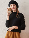 COMOBOCA BLACK 100% Cashmere Women's Mock Neck Knit Sweater