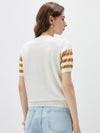 COMOBOCA Women's Contrast Stripe Knit T-Shirt