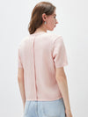 Women's crew neck short-sleeve knitted T-shirt with embroidery