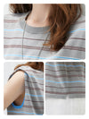 Women's Silk-Cotton Striped Crew Neck Sleeveless Knit Vest