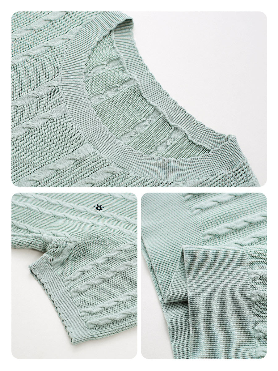 COMOBOCA Women's Cable Knit Embroidered Sweater