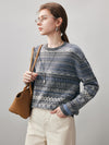 COMOBOCA 100% Cashmere Women's Fair Isle Round Neck Sweater