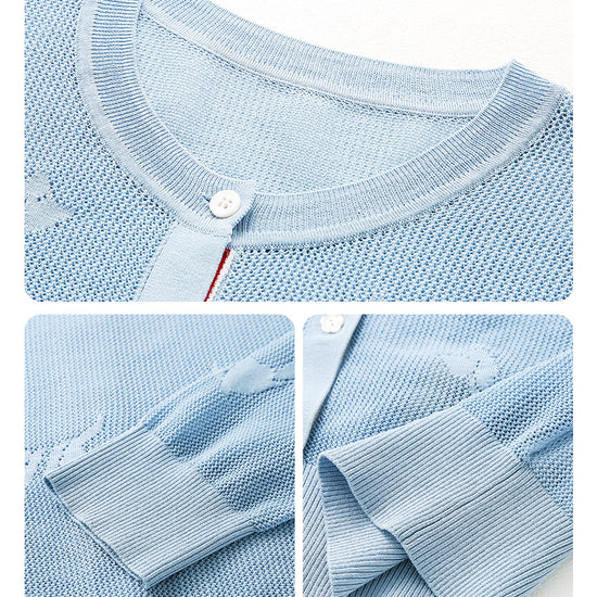 COMOBOCA Women's Pet Pointelle Knit Round Neck Cardigan