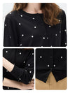 COMOBOCA Women's Lyocell Polka Dot Knit Cardigan