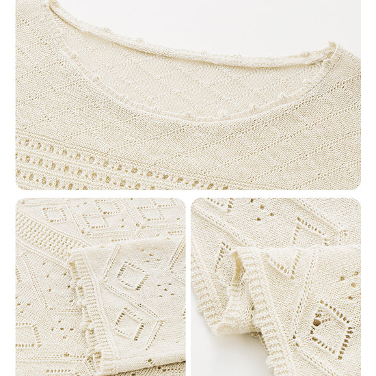 COMOBOCA Women's Diamond Pointelle Knit Sweater