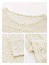 COMOBOCA Women's Diamond Pointelle Knit Sweater