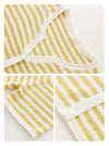Women’s Linen Blend Striped Knit Pullover Short Sleeve T-Shirt