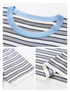 COMOBOCA Women's Embroidery Striped Knit Top