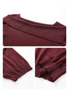 Women's Sophisticated Mulberry Silk Knit Top with Off-Shoulder Neckline