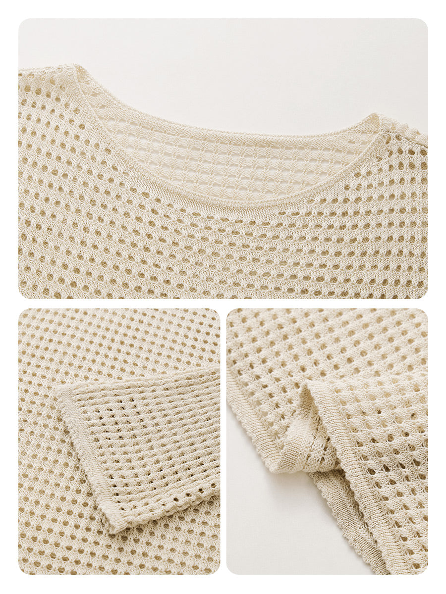 COMOBOCA Women's Sheer Mesh Knit Overpull Top