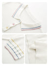 COMOBOCA Women's Knit Polo Top with Rainbow Stripes