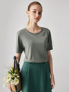 COMOBOCA Celadon Women's Soft Knit Short Sleeve T-Shirt