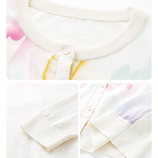 COMOBOCA Women's Floral Print Panel Knit Cardigan